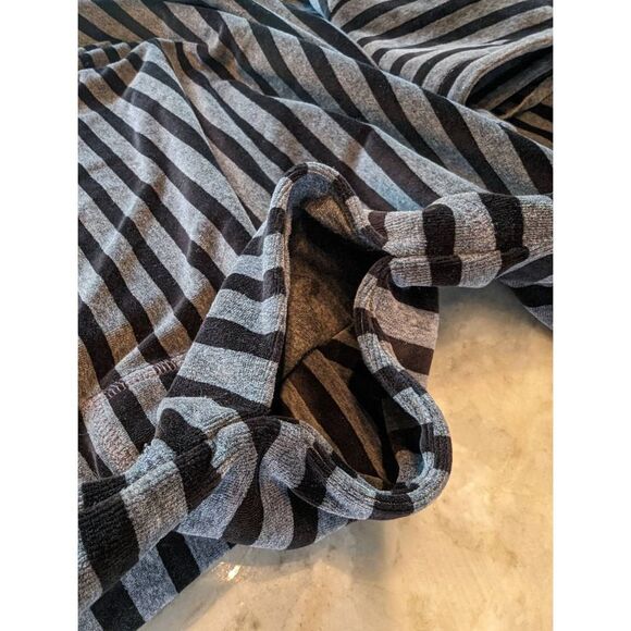 Talbots Pullover Sweatshirt Women's Medium Gray Black Velour Stripe Funnel Neck - Picture 6 of 9